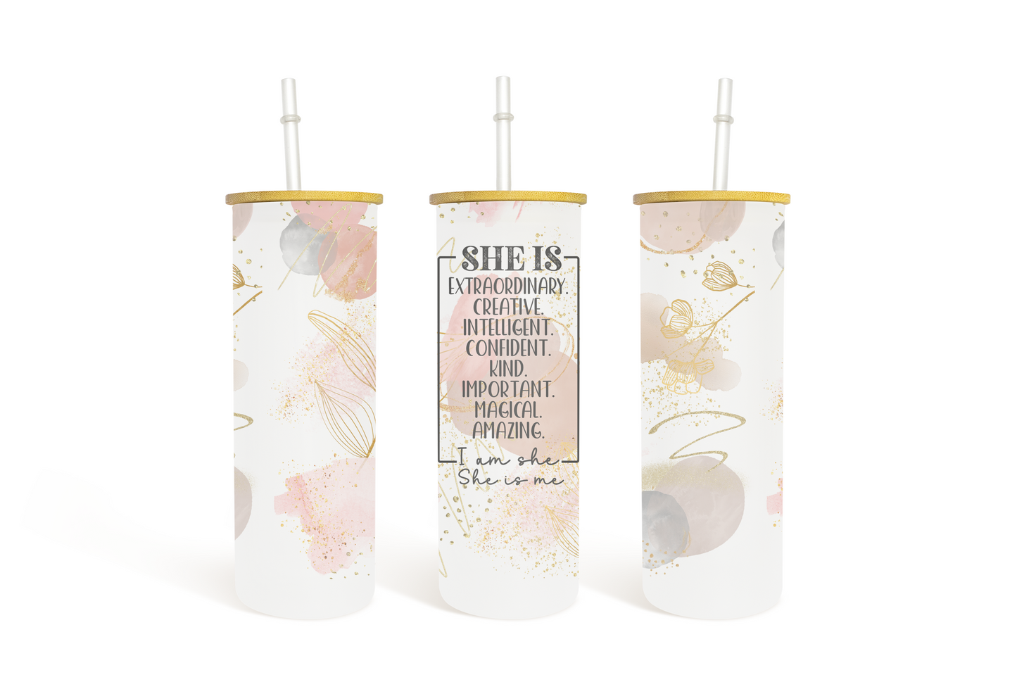 25 oz She Is Glass with Bamboo Lid