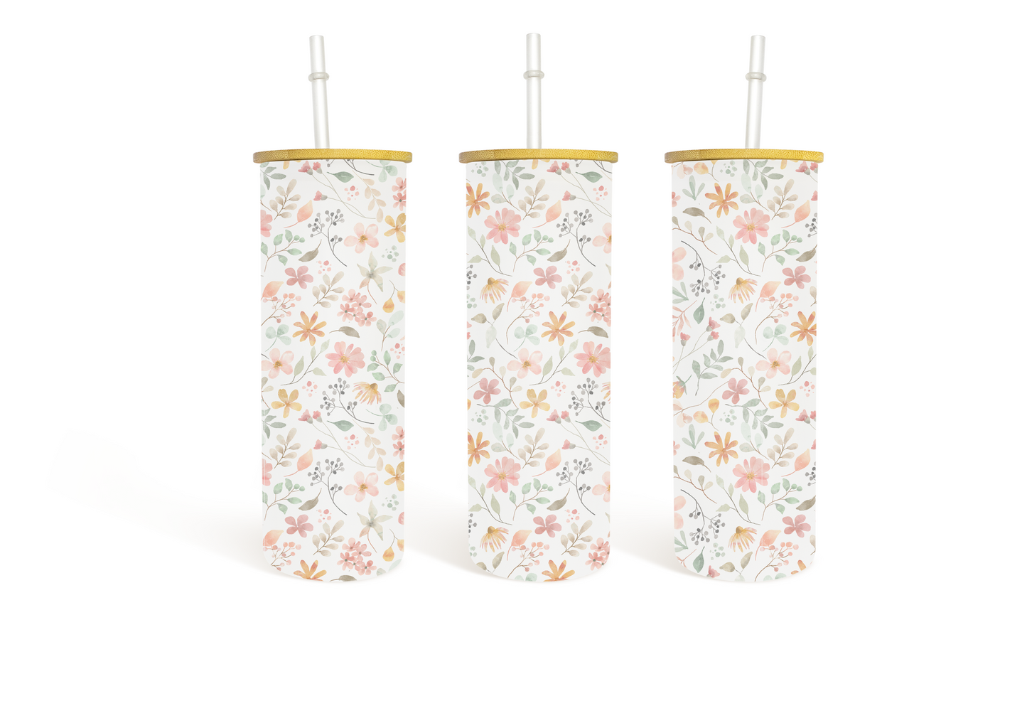 25 oz Peach Floral Glass-Wholesale