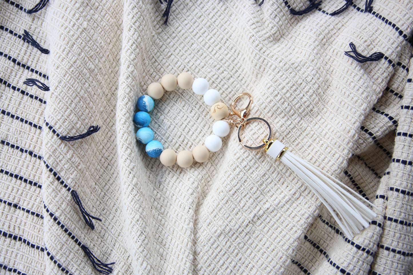 Isaiah 43:2 Silicone Beaded Wristlet Keychain