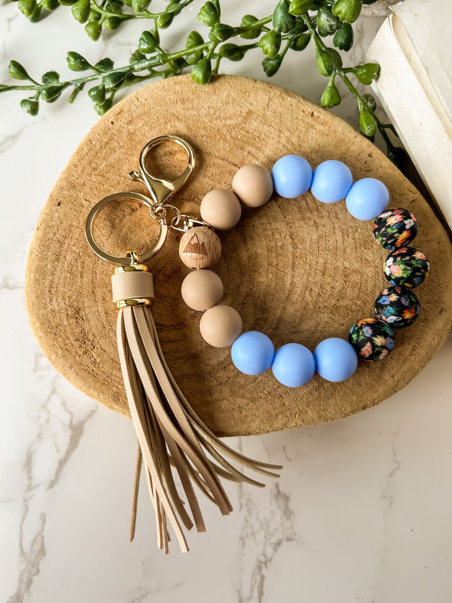 Silicone Beaded Wristlet Keychain