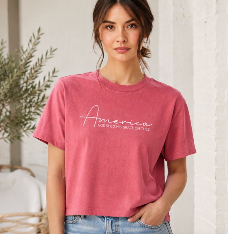 Faith. Freedom. America. Boxy/Cropped Tee