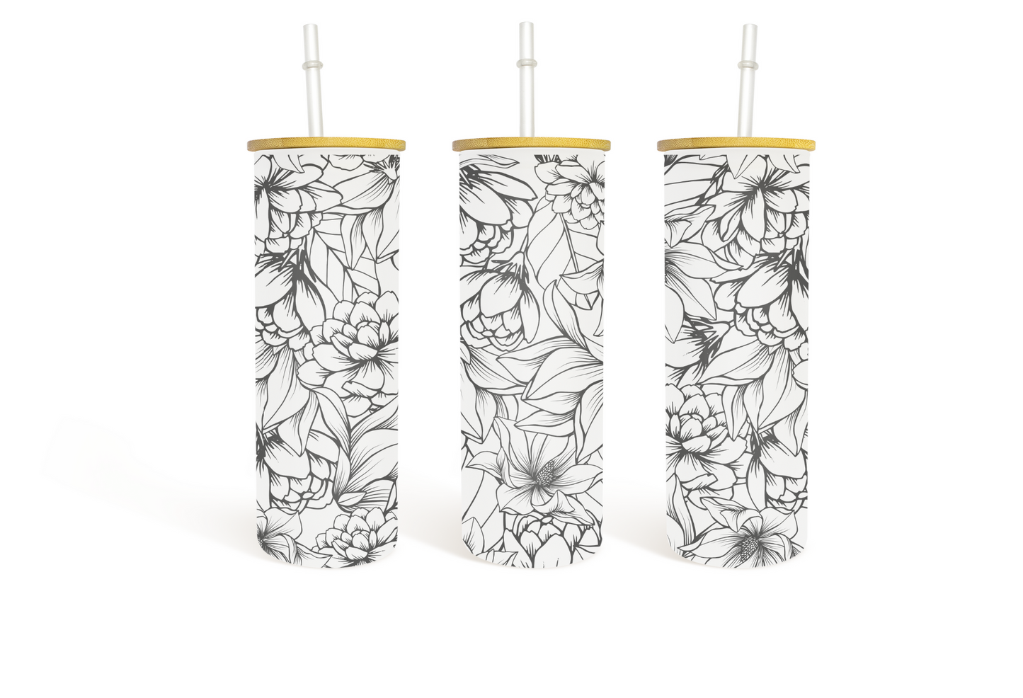 25 oz Black Floral- Wholesale