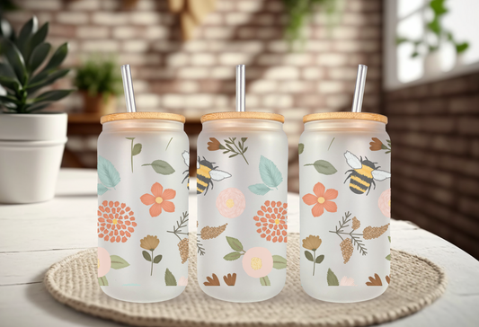 Garden Floral Can Glass
