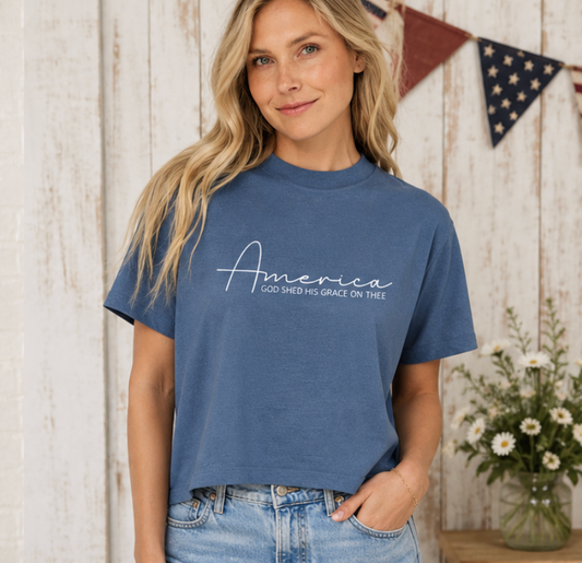 Faith. Freedom. America. Boxy/Cropped Tee