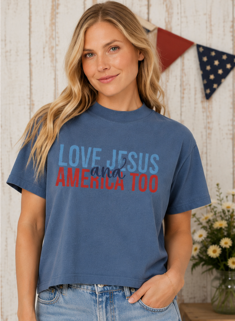 Loves Jesus and America Too Boxy/Cropped Tee
