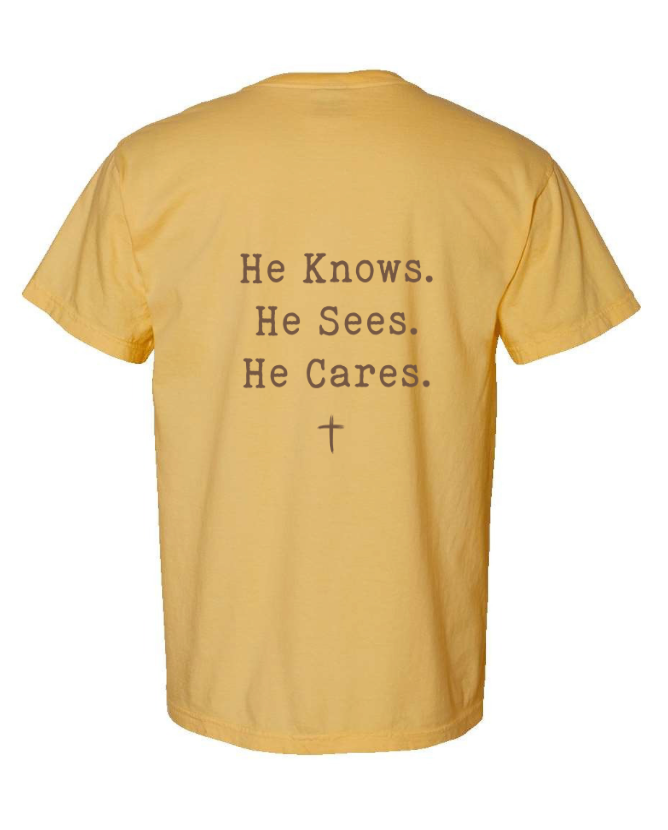 He Knows. He Sees. He Cares t-shirt- wholesale
